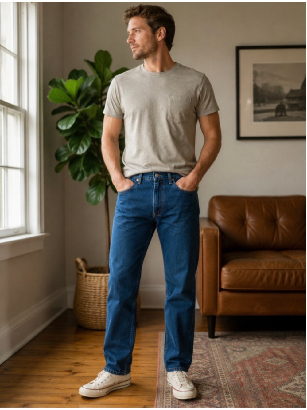 Levi’s 505 Regular Fit Jeans Dark Wash Stretch Denim W38 L30 Classic Straight Le - Picture 2 of 16